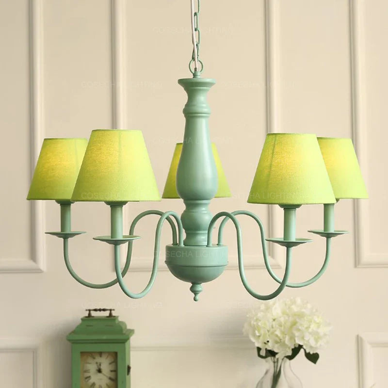 Nordic Blue Fabric Shade Chandelier by Afralia™ for Elegant Bedroom and Kids Room Lighting