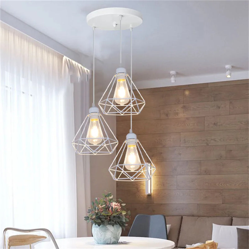 Afralia™ Iron Cage Pendant Lights | Modern Ceiling Chandelier for Living Room & Kitchen