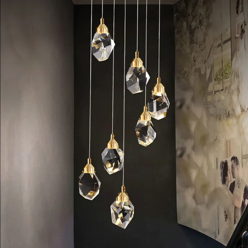 Afralia™ Nordic Crystal Chandelier for Duplex Villa Stair Living Dining Exhibition Hall