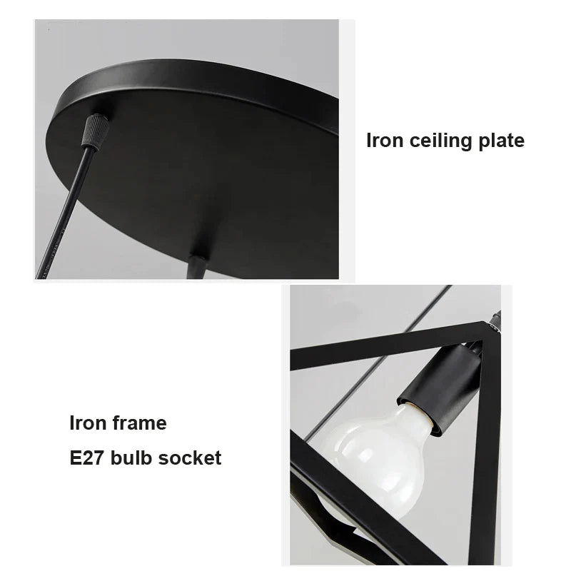 Afralia™ Retro Loft Black Chandelier Pendant Lamp for Dining Room and Bedroom