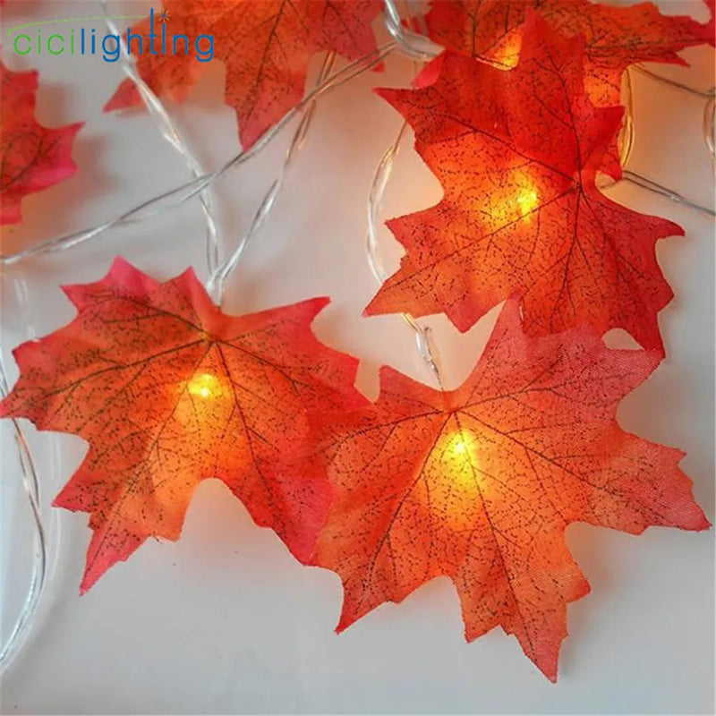 Afralia™ Maple Leaf LED String Lights: Festive Holiday Lighting for Christmas, Wedding, Party