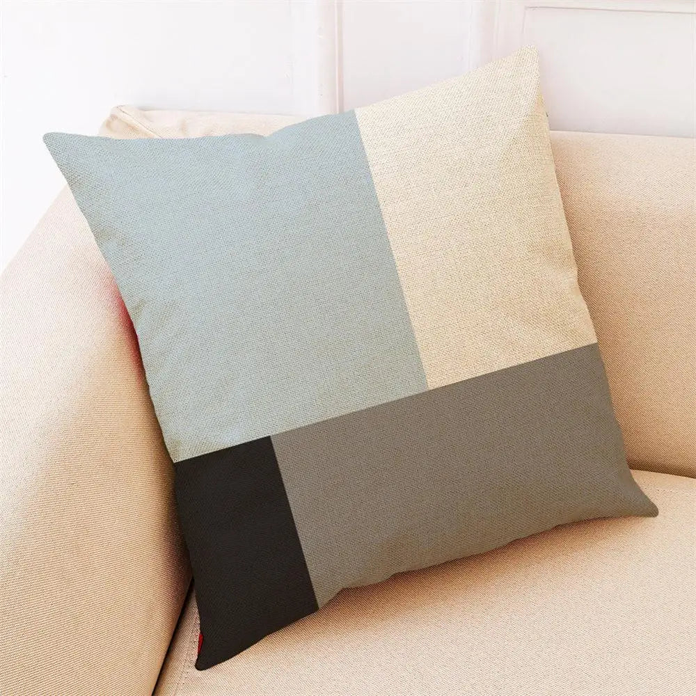 Geometric Pattern Printed Throw Pillow - Modern Brief Soft Cushion by Afralia™