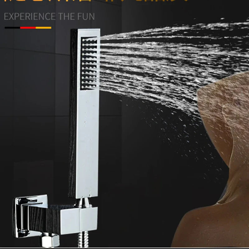 Afralia™ Rain Waterfall Shower Set Thermostatic Mixer, Brass Body, Modern Bath Mixer Tap