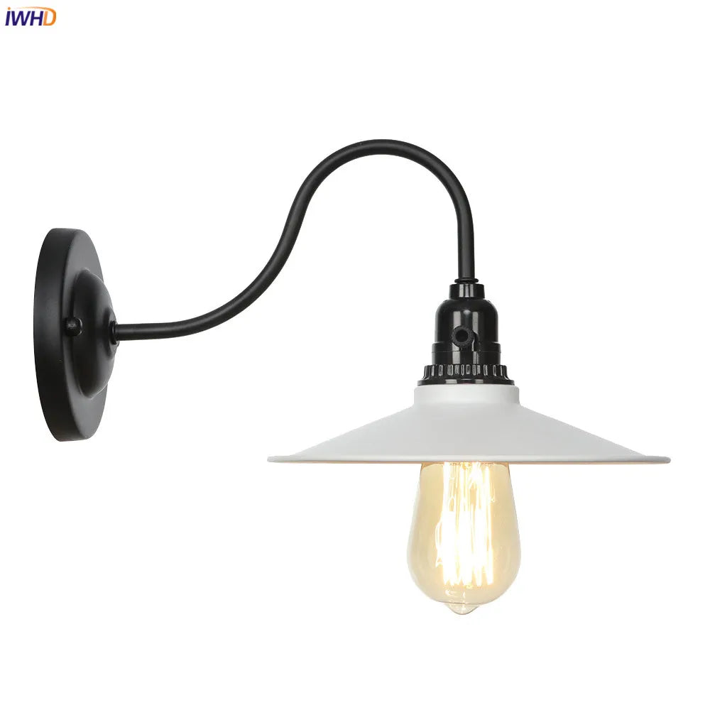Afralia™ Vintage Industrial Wall Lamp Sconce LED - White Antique Loft Stair Bedroom