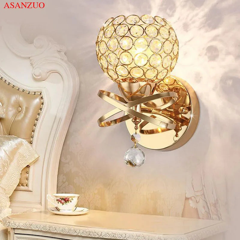 Afralia™ Golden Crystal Wall Lamps - Luxury Lighting Fixtures for Home Decor