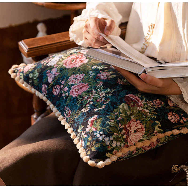 Afralia™ Jacquard Farmhouse Decor Pillow Case 45x45cm European Retro Style Floral Evening