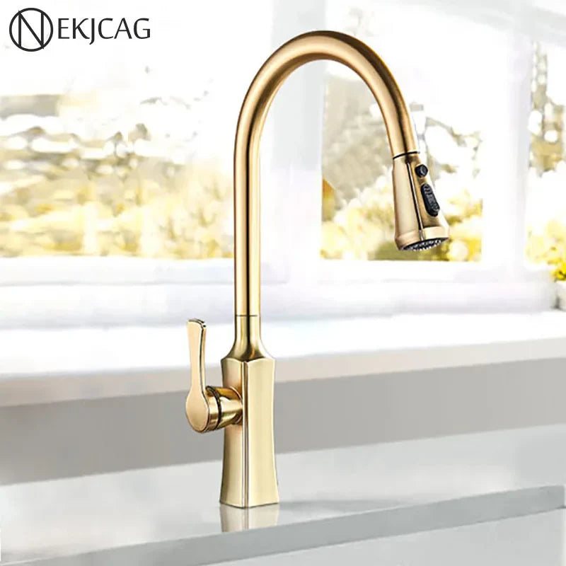 Afralia™ Gold Single Handle Kitchen Faucet: Hot and Cold Water Tap