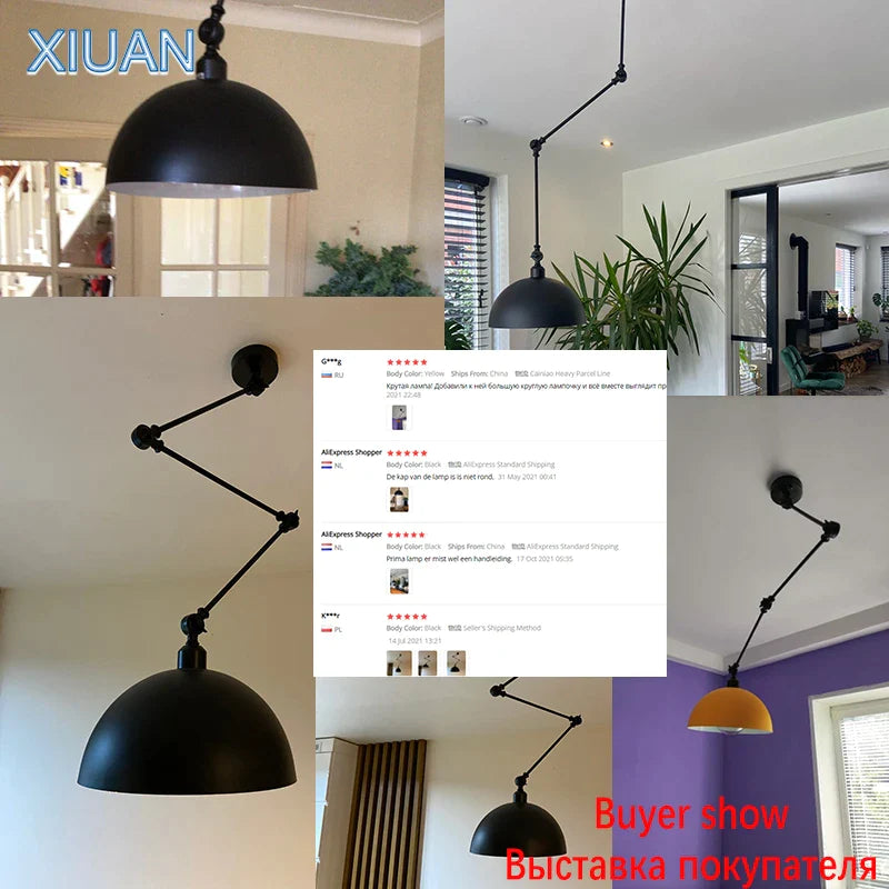 Afralia™ Adjustable Long Arm Pendant Light for Living Room Bedroom Dining Room