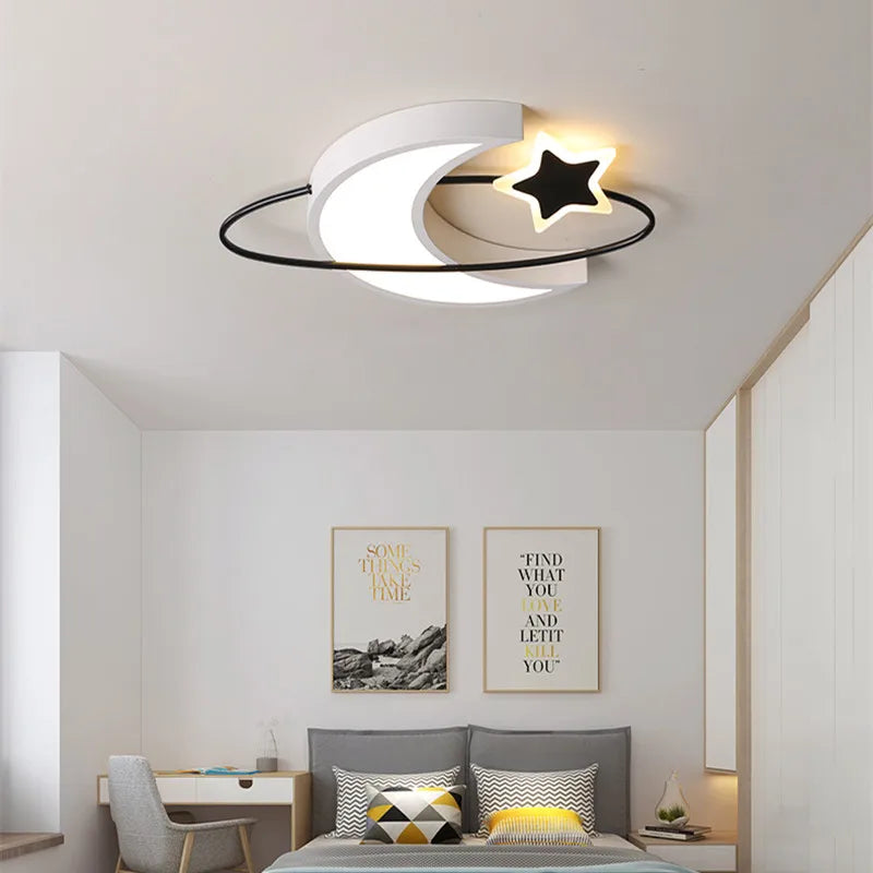 Afralia™ Modern Moon Ceiling Light for Kids Room and Bedroom Decoration