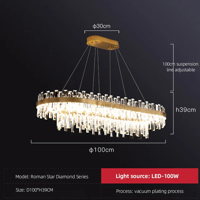 Afralia™ Circular Double-layer Crystal Chandelier for Living Room Dining Room Led Pendant