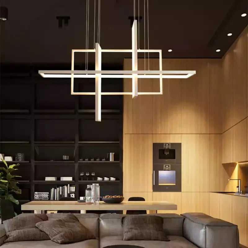 Afralia™ Geometric Aluminum Pendant Light for Living Bedroom Restaurant Kitchen - Modern Art Luminaire