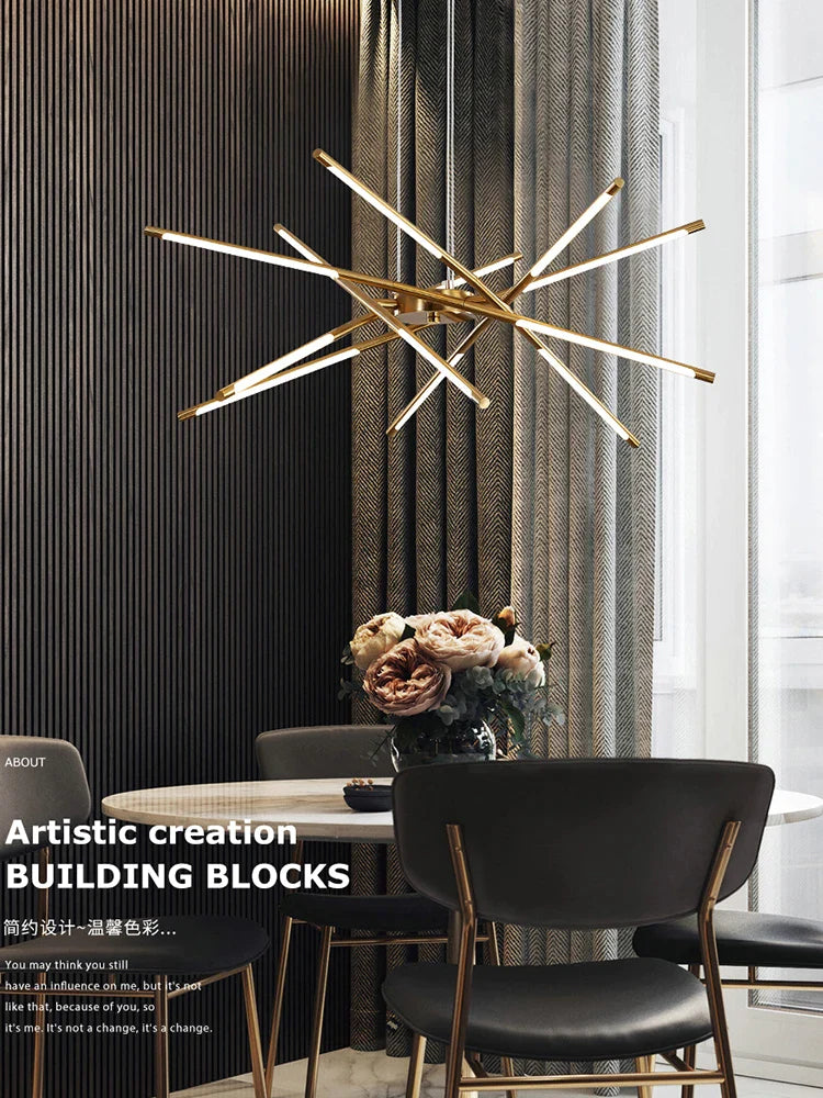 Afralia™ Nordic Art Chandelier for Dining and Bedroom with Creative Strip Design