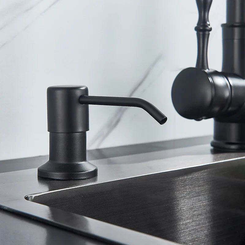 Afralia™ 220ML Black Kitchen Soap Dispenser Stainless Steel Head, 3 Colors Liquid Detergent Bottle
