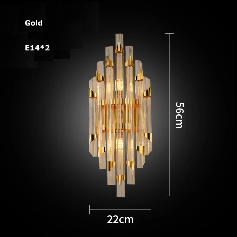 Afralia™ Chrome Gold Crystal LED Wall Sconce - Designer Wall Light for Bedroom & Corridor