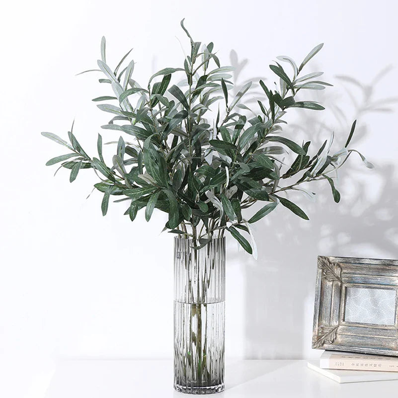 Afralia™ Olive Green Leaves Tree Branches Artificial Plants Home Wedding Decor Silk Flowers