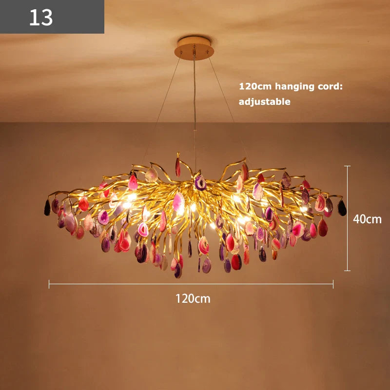 Afralia™ Agate Designer LED Chandelier for Dining & Foyer Room