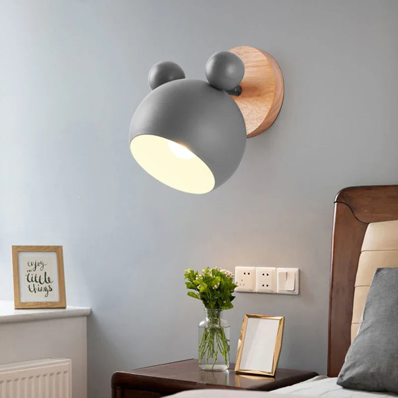 Afralia™ Nordic E27 LED Mickey Wall Lamp for Indoor Home Decor