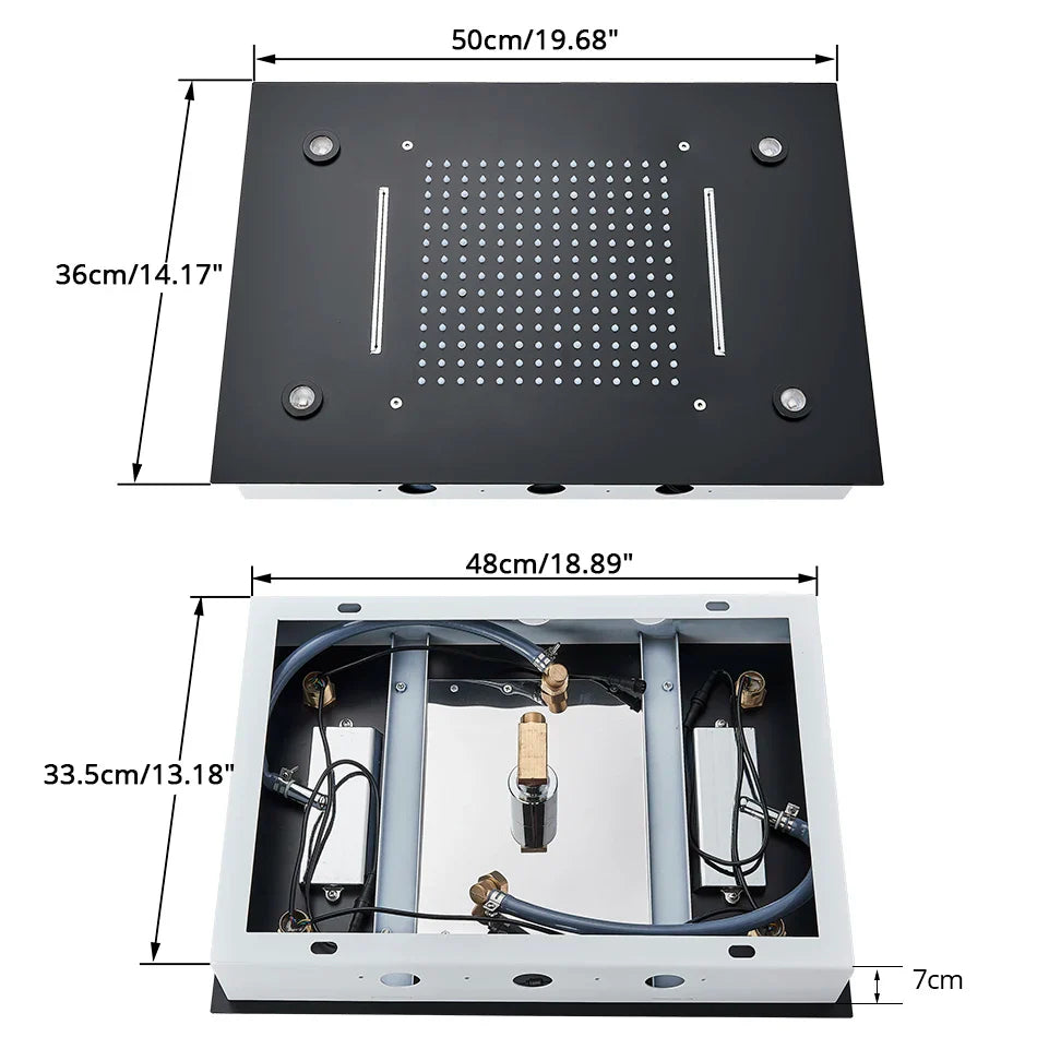 Afralia™ LED Luxury Ceiling Embedded Shower Head Rainfall Colorful Bathroom Showers 304SUS