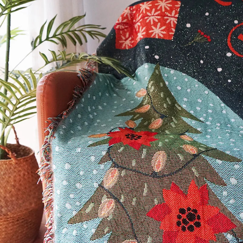 Afralia™ Christmas Tree Knitted Throw Blanket