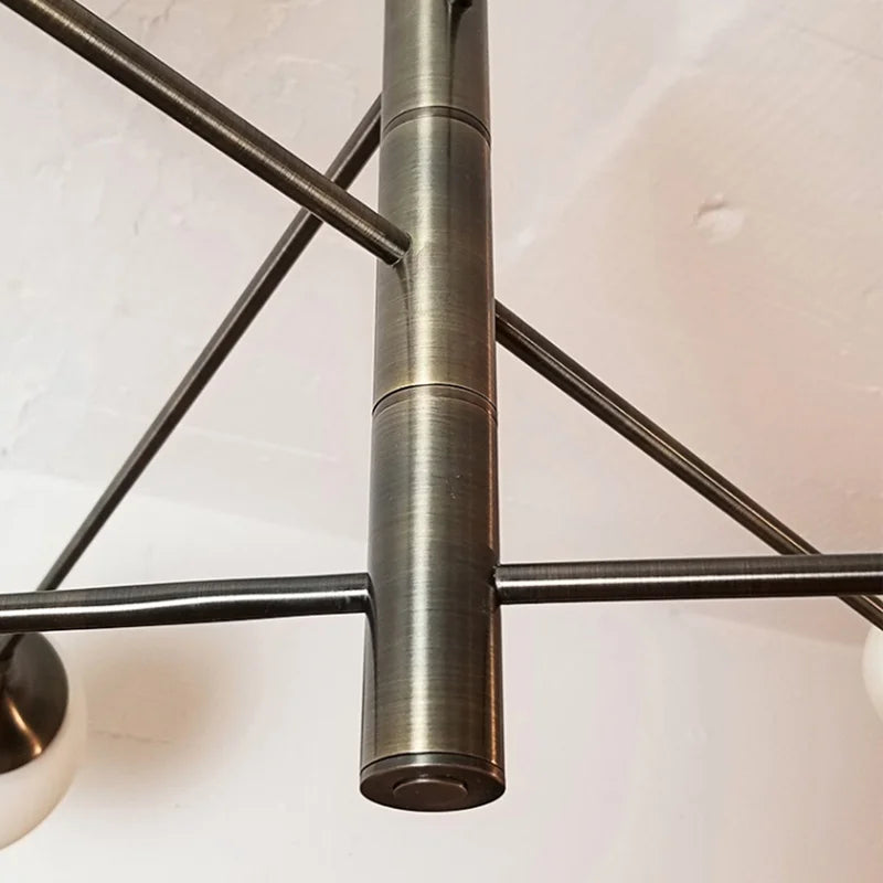 Afralia™ Orbital LED Sputnik Chandelier, 3-Tier Glass Globe, Rotatable Metal Pipe