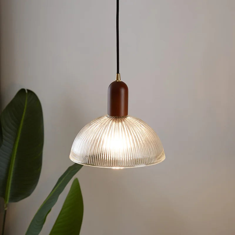Afralia™ Retro Glass Pendant Light | Creative Wood Hanging Lamp for Home Decor