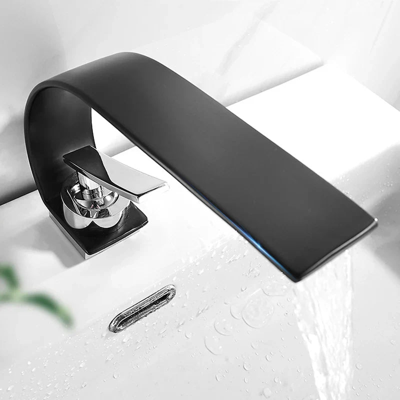 Afralia™ Modern Basin Faucet Mixer Tap Gold Black Single Handle Waterfall Hot Cold