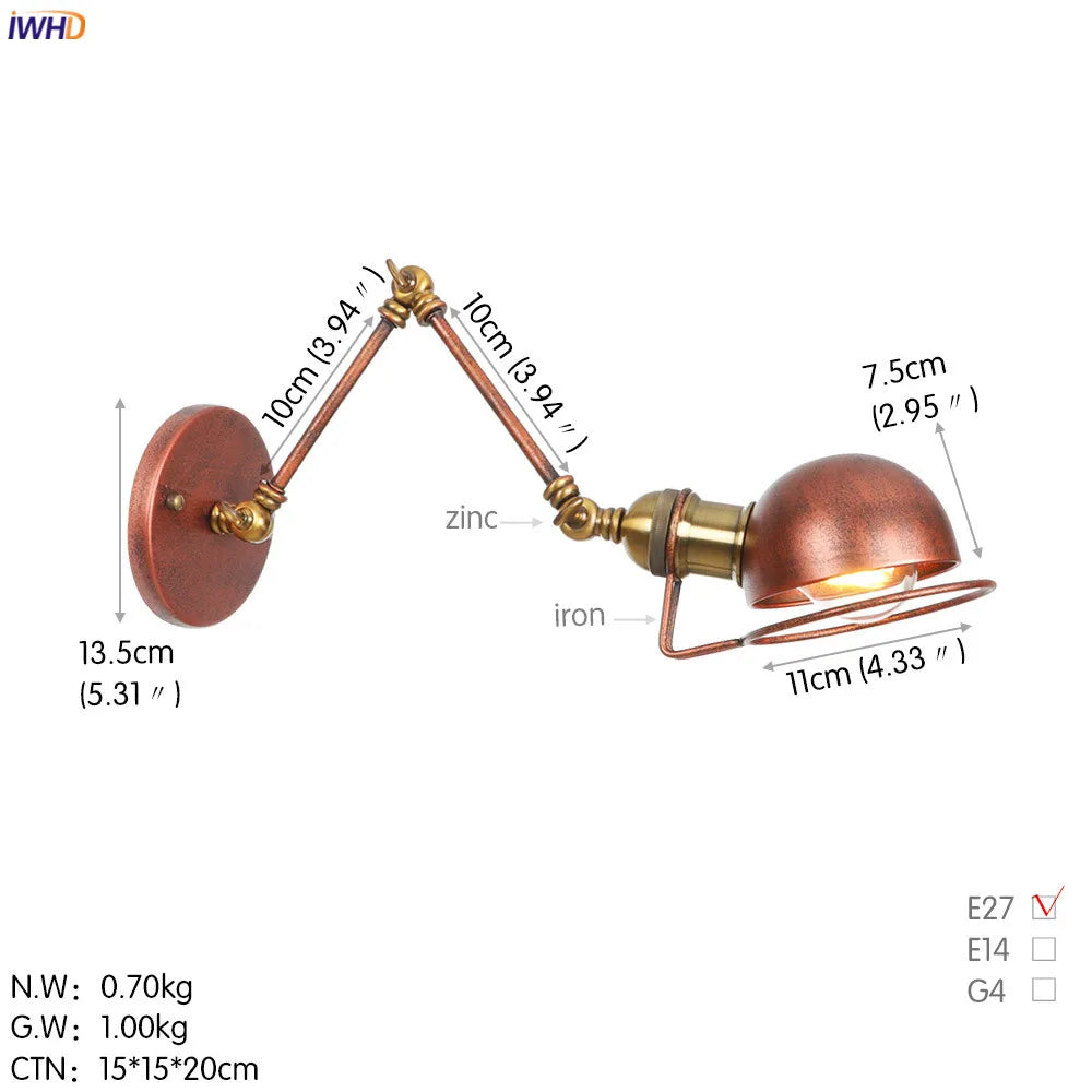 Afralia™ Antique Black Wall Lamp Vintage Industrial Sconce LED Applique Murale