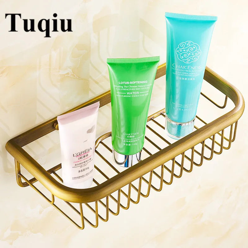 Afralia™ Gold Brass Bathroom Shelf with Soap Holder 30cm/45cm