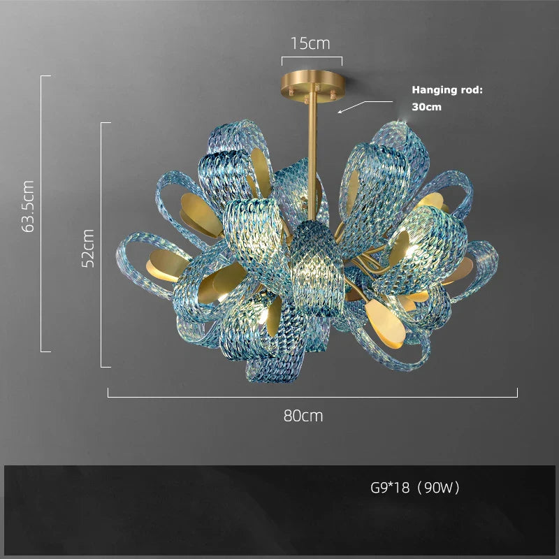 Afralia™ Copper Glass Blue G9 LED Wall Sconce - Modern Designer Golden Wall Light