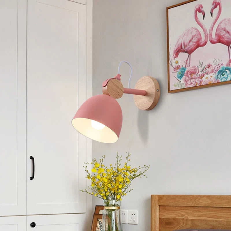 Afralia™ Nordic Wood and Iron Adjustable LED Wall Lamp for Indoor Living Spaces