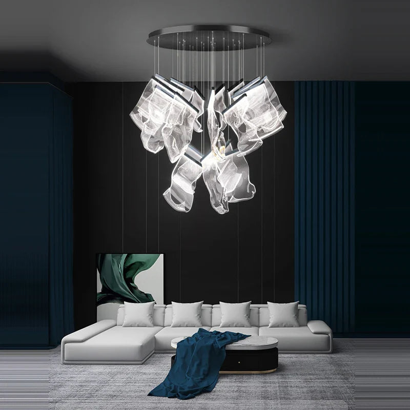 Afralia™ Silver Love Paper Chandelier: Postmodern Designer Lighting for Dinning Room