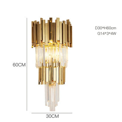 Afralia™ Golden Stainless Steel Crystal Chandelier for Elegant Foyer Lighting