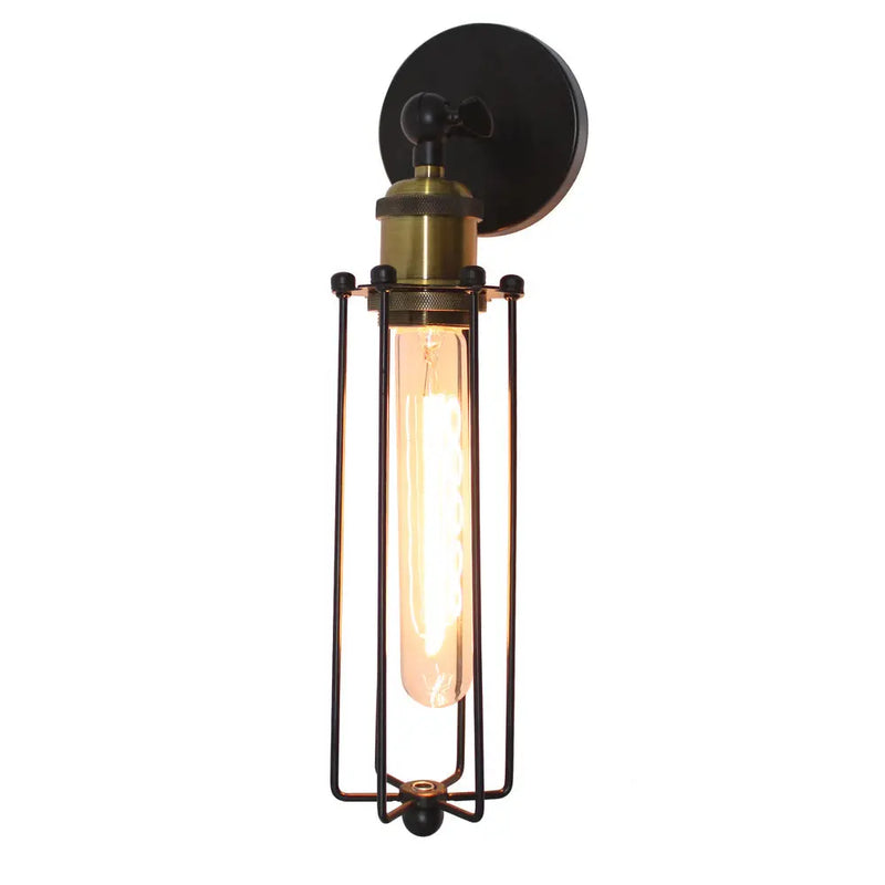 Afralia™ Vintage Industrial LED Wall Light Cage Guard Sconce E27 Iron Lamp Shade Loft Wall Lamps