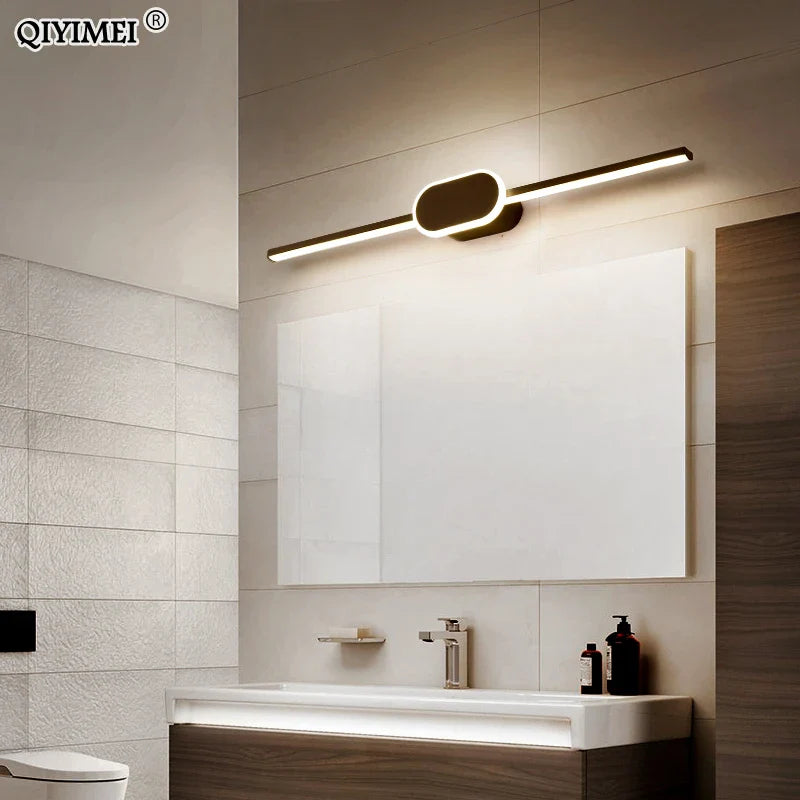 Afralia™ LED Wall Lamps - White/Black Iron & Aluminum Base, Acrylic Shade, Mirror Lights