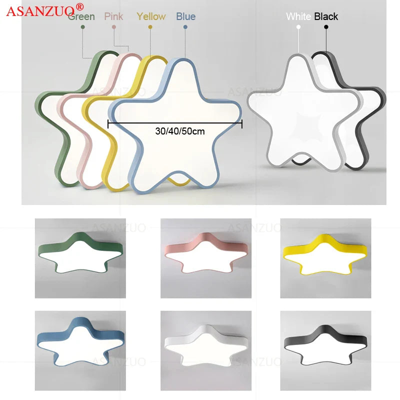 Afralia™ Macaron Star Ceiling Light for Kids Bedroom