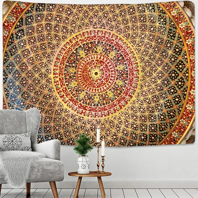 Afralia™ Floral Boho Mandala Tapestry Wall Hanging Hippie Psychedelic Carpet