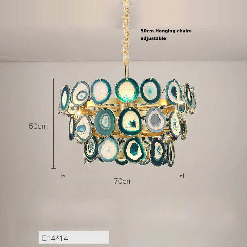 Afralia™ LED Agate Chandelier Lighting for Foyer - Colorized Designer Lamps