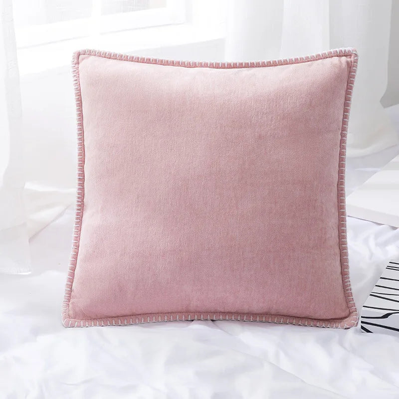 Chenille Fringe Cushion Cover in Pink Grey Mustard Yellow for Home Decor 45x45cm Afralia™