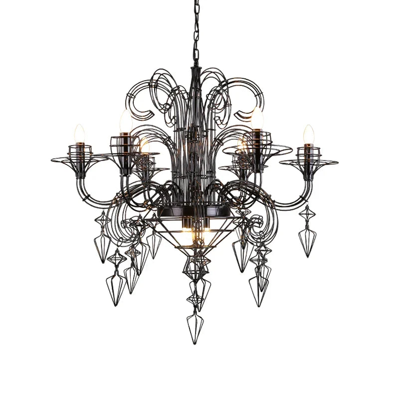 Afralia™ Baroque Black White Iron Designer LED Chandelier for Foyer