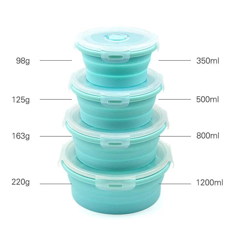 Afralia™ Silicone Round Lunch Box for Colorful Fruit Salad Storage - Foldable & Convenient