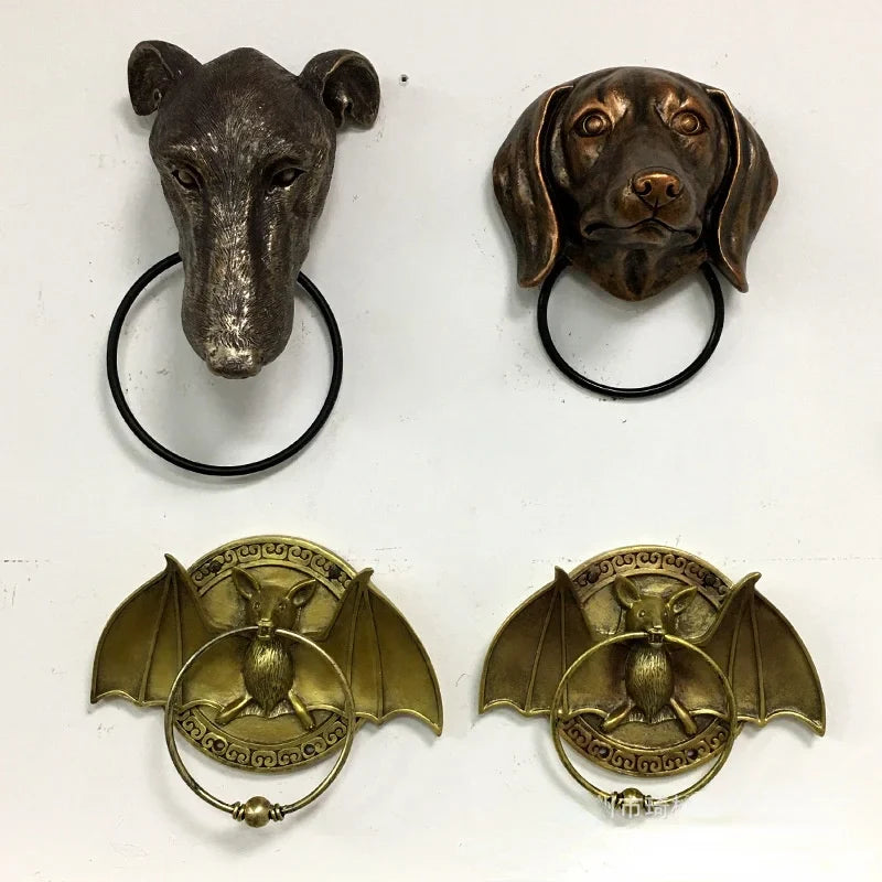 Afralia™ Dog Head Door Knocker Pendant Resin Wall Decoration, Courtyard Crafts