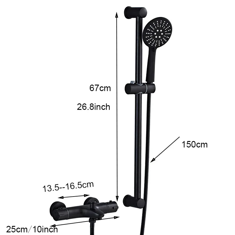 Afralia™ Thermostatic Dual Handle Shower Mixer Faucet with Handheld Bath Shower Set