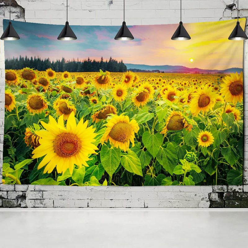 Sunflower Sunshine Tapestry by Afralia™ - Large Fabric Wall Hanging Decor for Bedroom