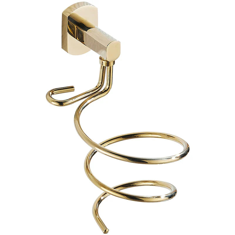 Afralia™ Hair Care Organizer Wall Shelf - Gold Hair Dryer & Straightener Holder Rack