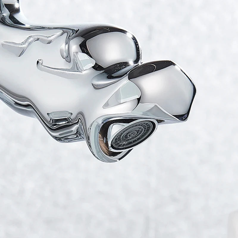 Afralia™ Chrome Dragon Crystal Handwheel Basin Faucet: Double Luxe Water Mixer Tap