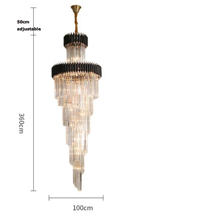 Afralia™ Crystal Black Clear LED Chandelier Lighting for Staircase Foyer