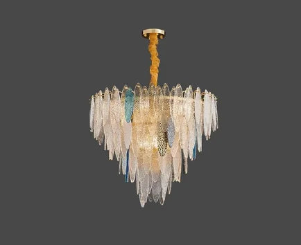 Afralia™ LED Glass Metal Leaf Chandelier: Luxury Postmodern Lighting for Home Decor, Bedroom, Living Room