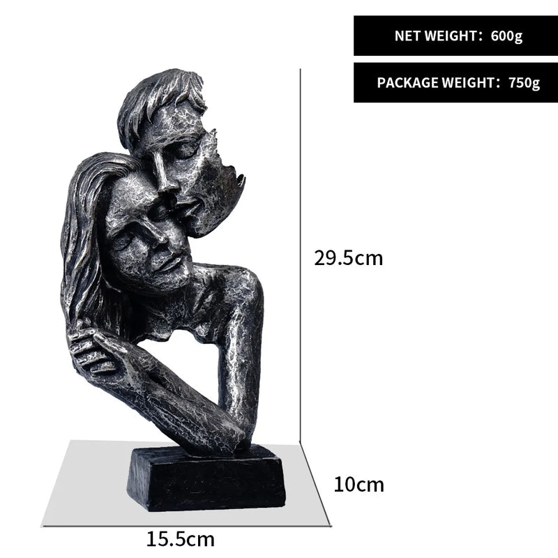 Afralia™ Vintage Kissing Couples Statue Figurine for Home Decor and Valentine's Day Gift