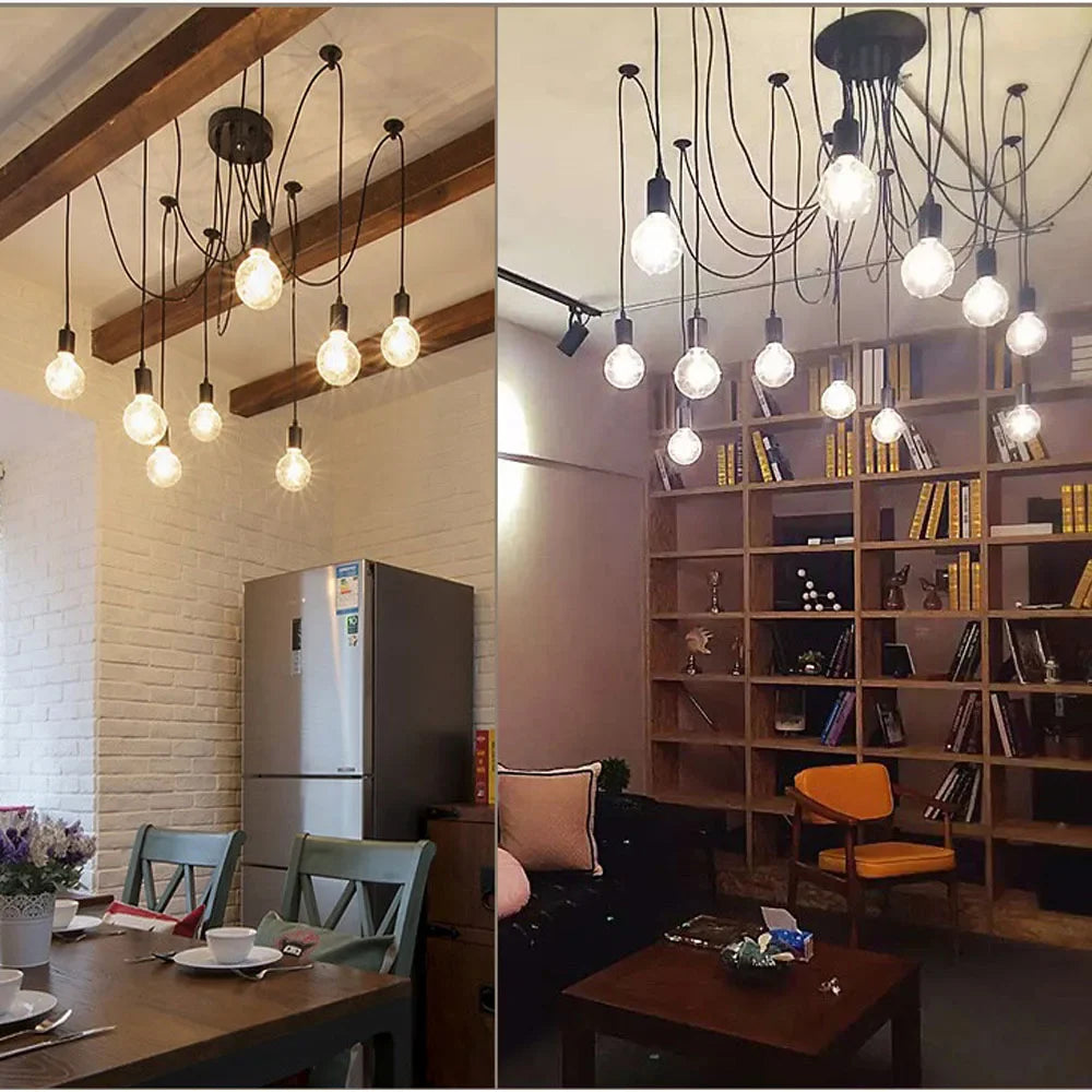 Afralia™ Vintage Industrial Spider Chandelier Ceiling Pendant Light - DIY Art Suspension Decor