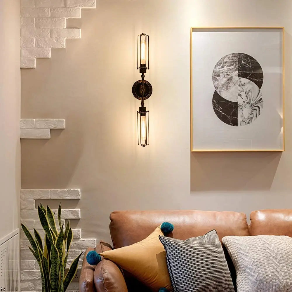 Afralia™ Wire Cage Industrial LED Wall Sconce for Living Room, Bar, Restaurant